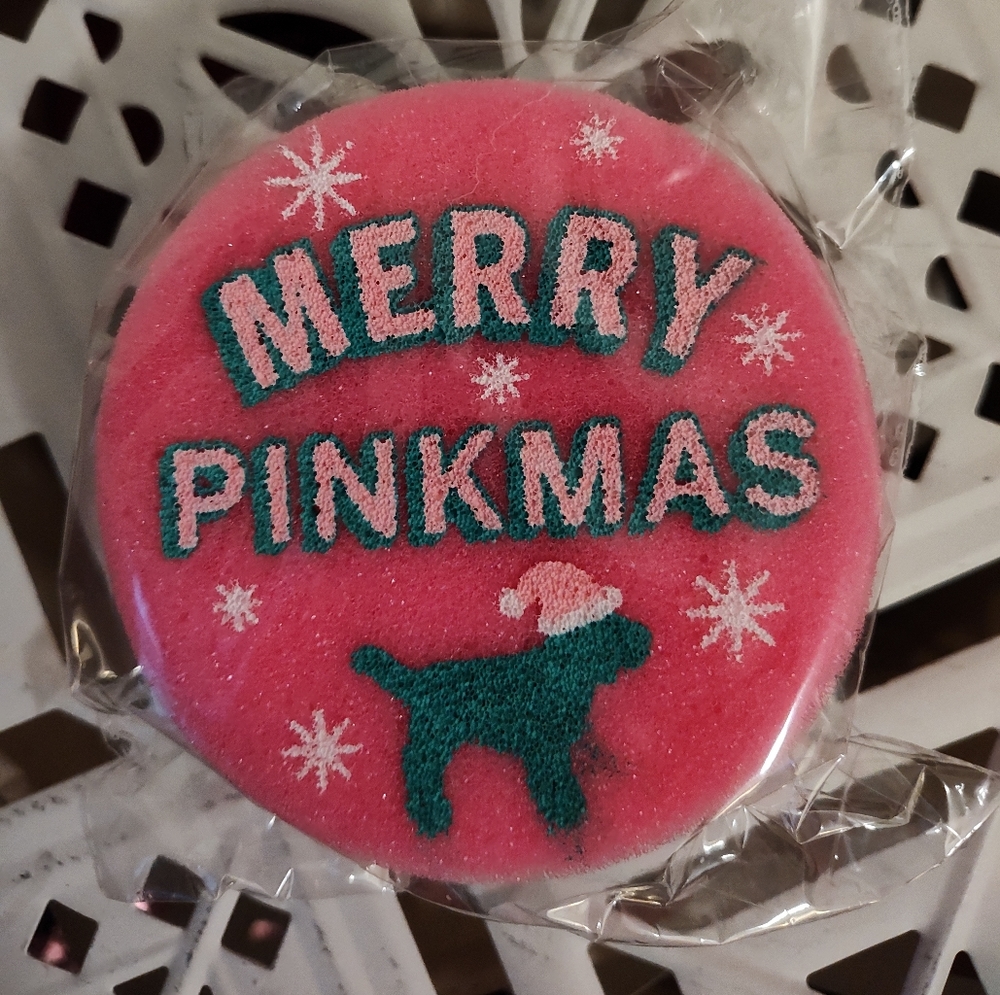 PINK Merry Pinkmas bath and shower sponge
